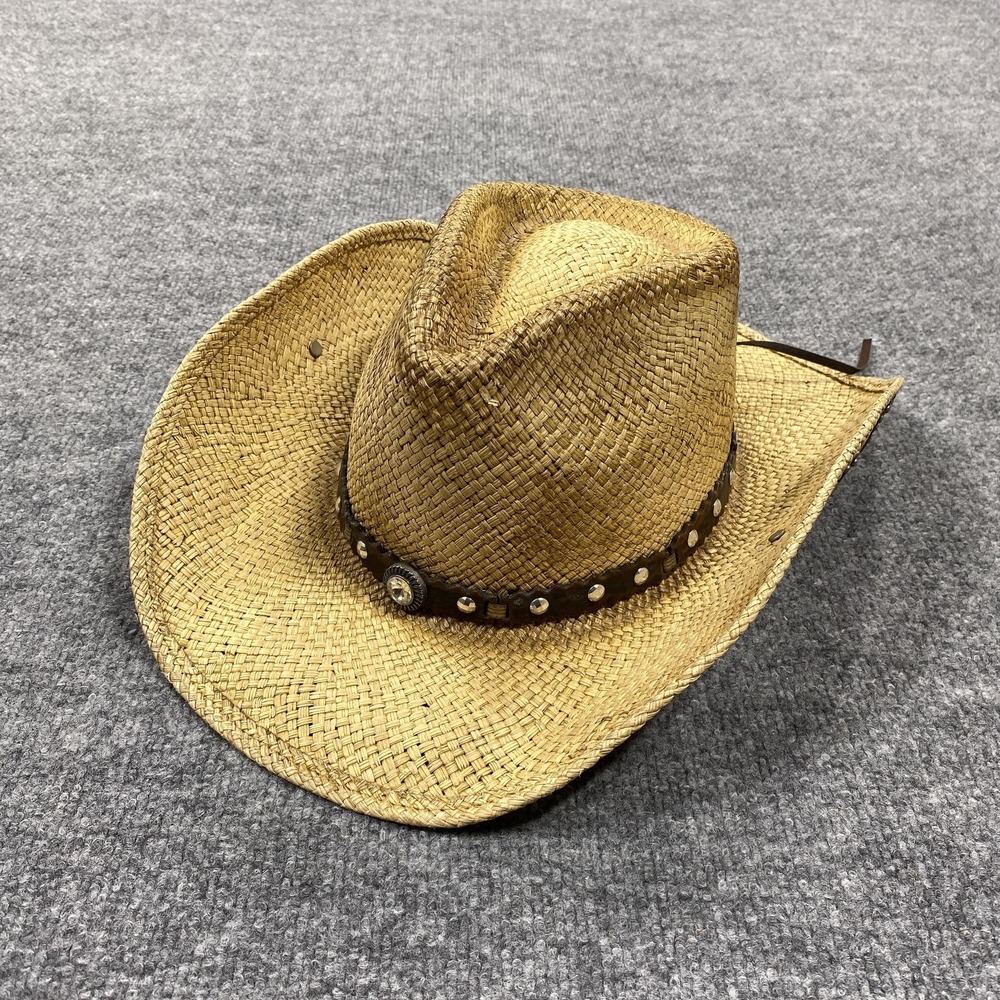 Bullhide Hat Cowboy Womens Large Beige Straw Platinum Collection Angel Wings